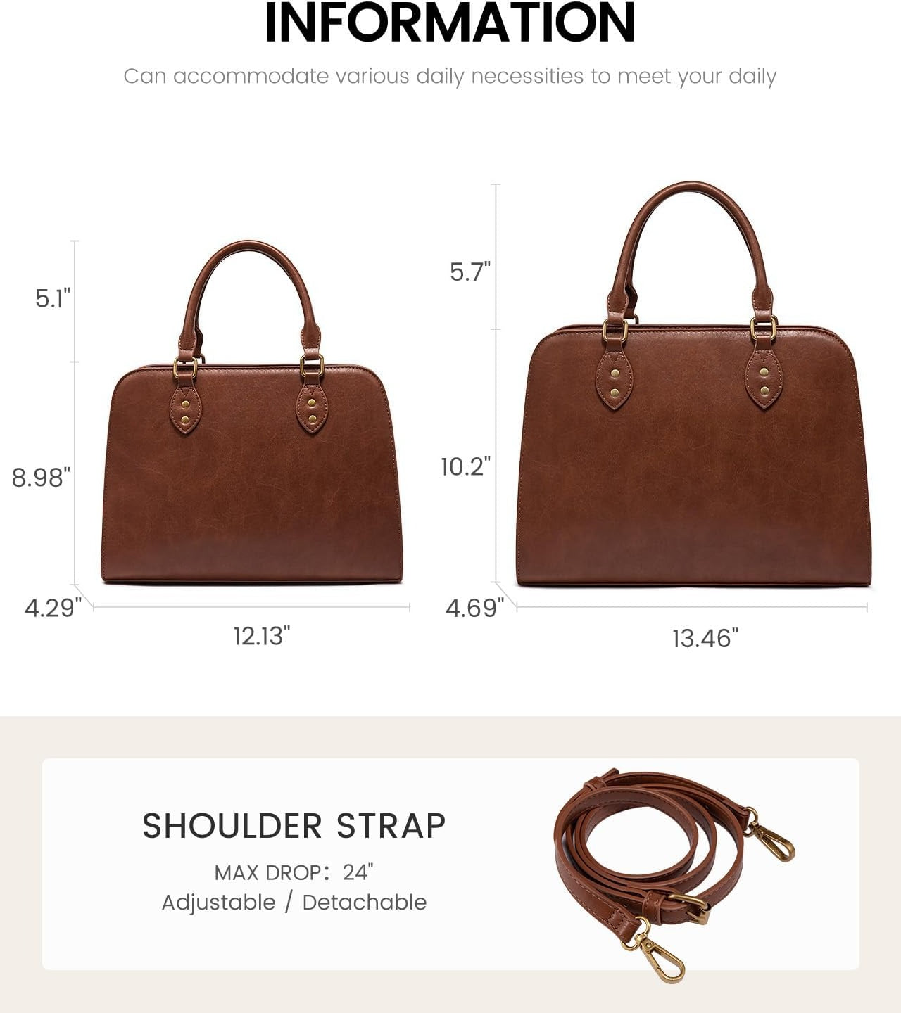 Purses and Handbags for Women, Vintage-Style Leather Top Handle Shoulder Bag Satchel Tote