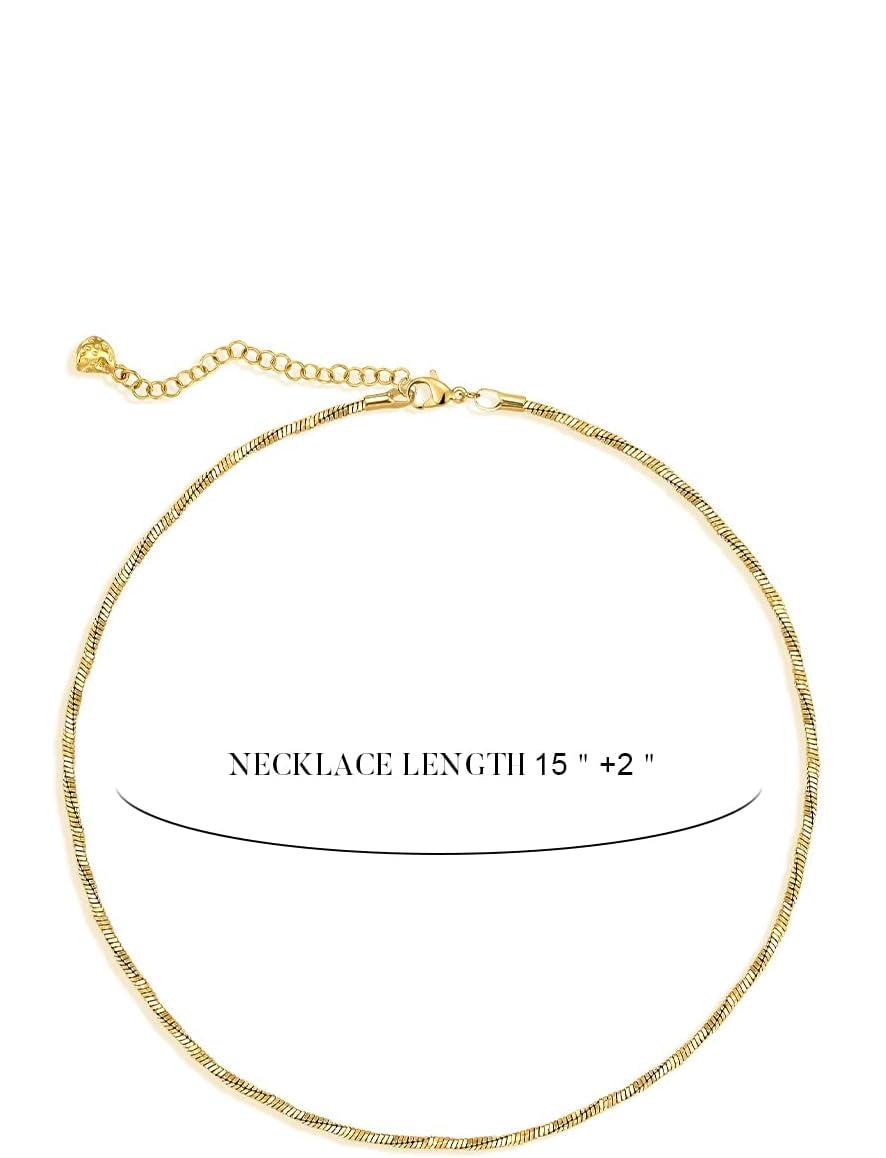 14K Gold Plated Snake Chain Choker - Dainty Boho Necklace for Women