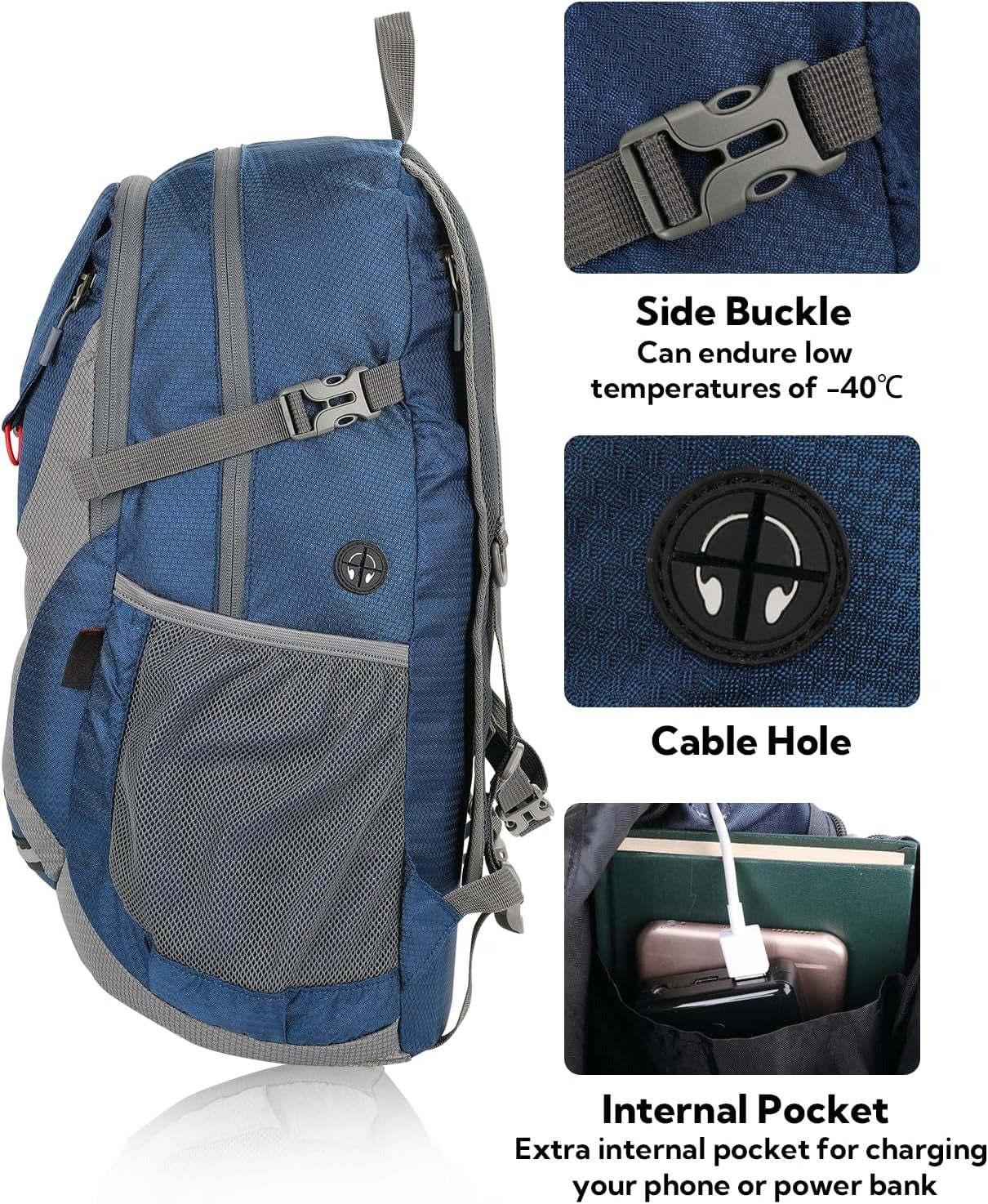 Lightweight Packable Hiking Backpack: 30L Foldable Travel Daypack Ultralight Camping Day Pack for Woman Man