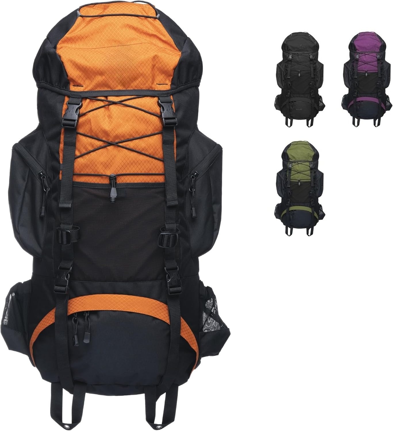 55L Internal Frame Backpack for Hiking, Camping, Backpacking, Rain Cover Included