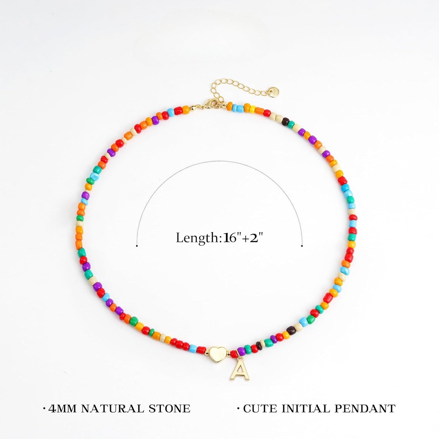 "Colorful Initial Necklace for Women & Girls, Trendy Beaded Letter Choker, Dainty Personalized Jewelry Gift, Kids Teen Birthday Present"