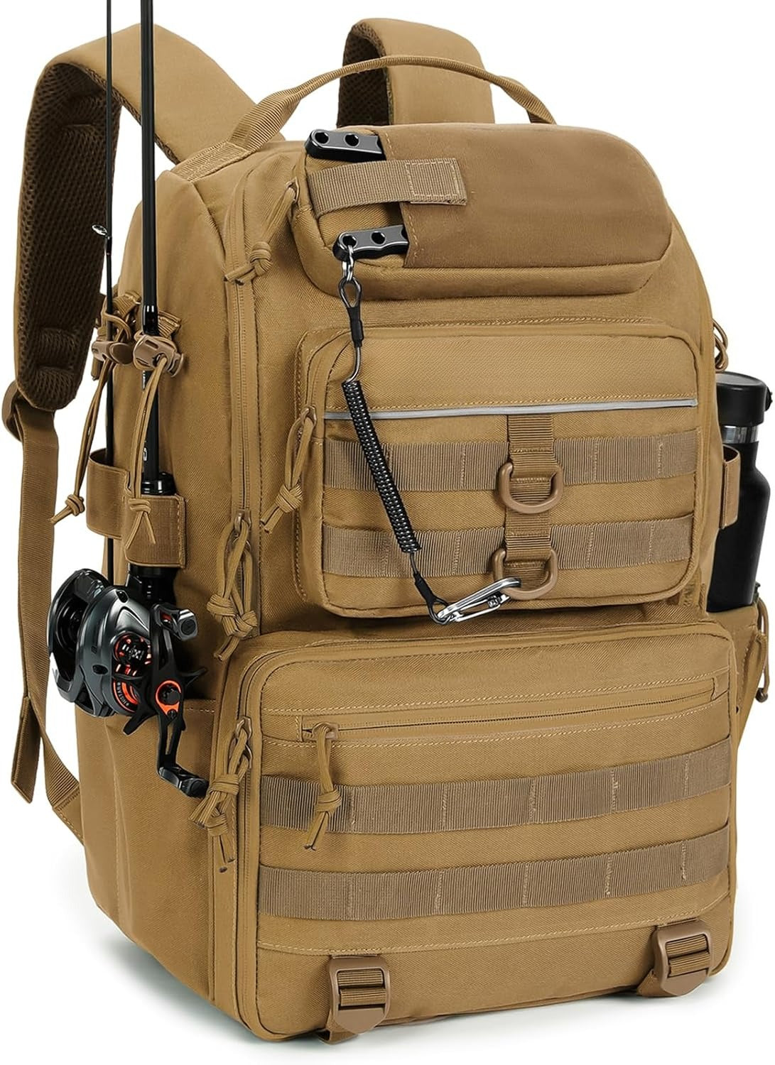Tackle Backpack Fishing Bags with Rod Holder, 40L Water-Resistant Tackle Box Storage Bag