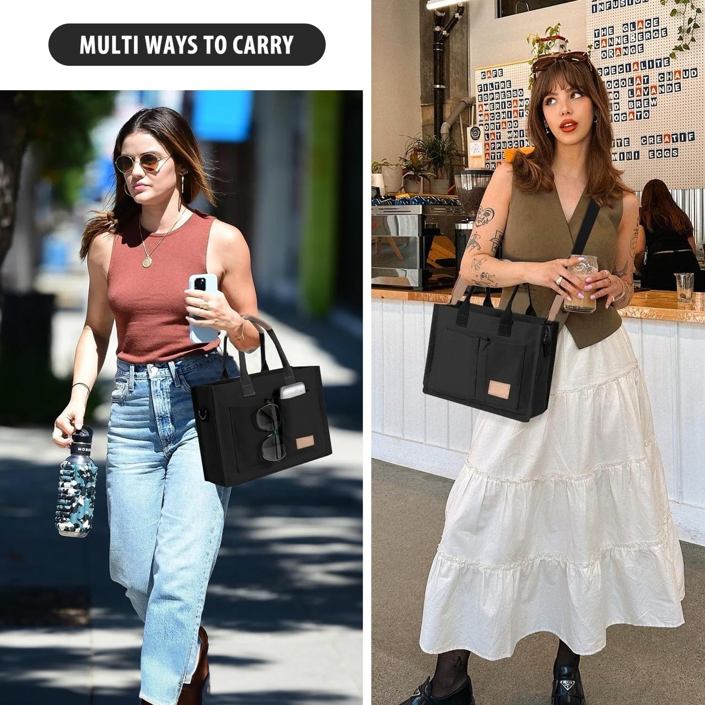 Tote Bags for Women Canvas Tote Purse Crossbody with Pockets Top Handle Shoulder Satchel Bag for Women