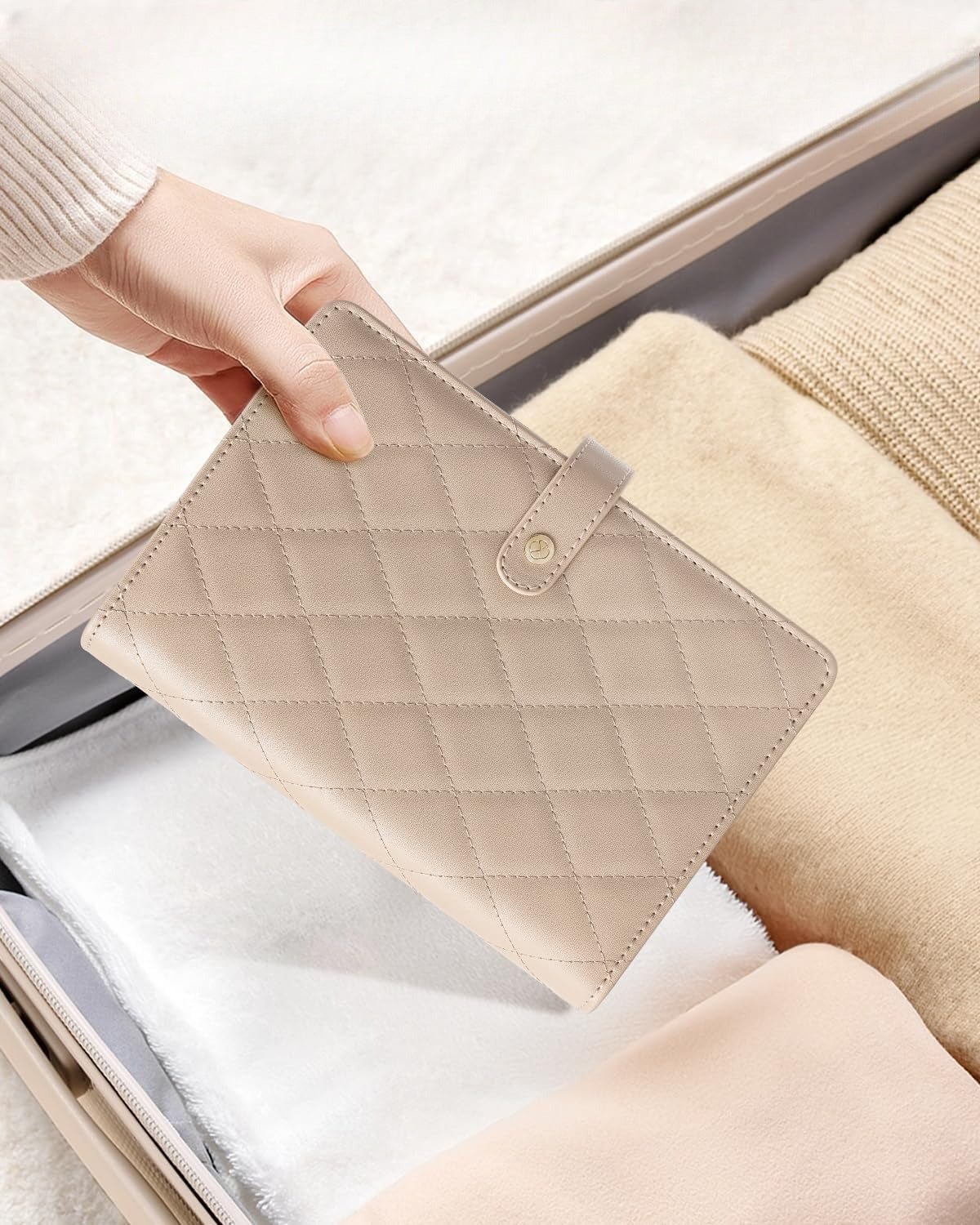 Travel Jewelry Organizer Case,Jewelry Storage Book Ring Binder with Clear Zipper Velvet Pouch Bag