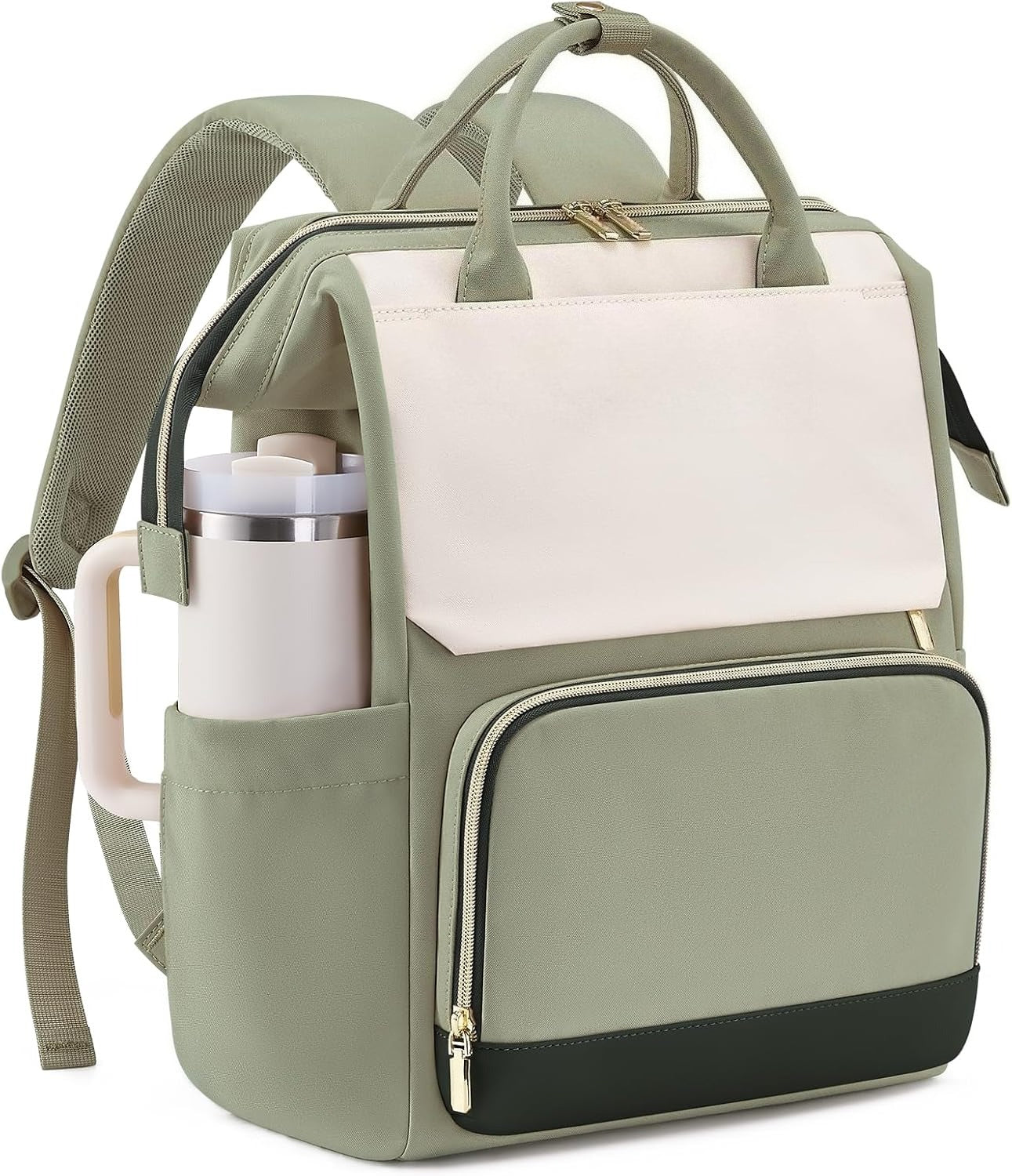 Laptop Backpack for Women with Giant Tumbler Holder Pocket, 15.6 inch Travel Work Backpack