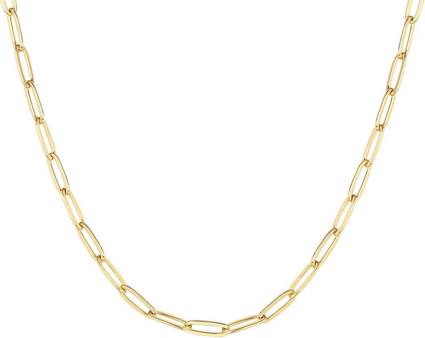 "14K GOLD PLATED ADJUSTABLE NECKLACE - CURB, PAPERCLIP, BOX, SNAKE & FIGARO CHAINS, SPHERE BEAD LAYERED JEWELRY"