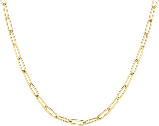 "14K GOLD PLATED ADJUSTABLE NECKLACE - CURB, PAPERCLIP, BOX, SNAKE & FIGARO CHAINS, SPHERE BEAD LAYERED JEWELRY"