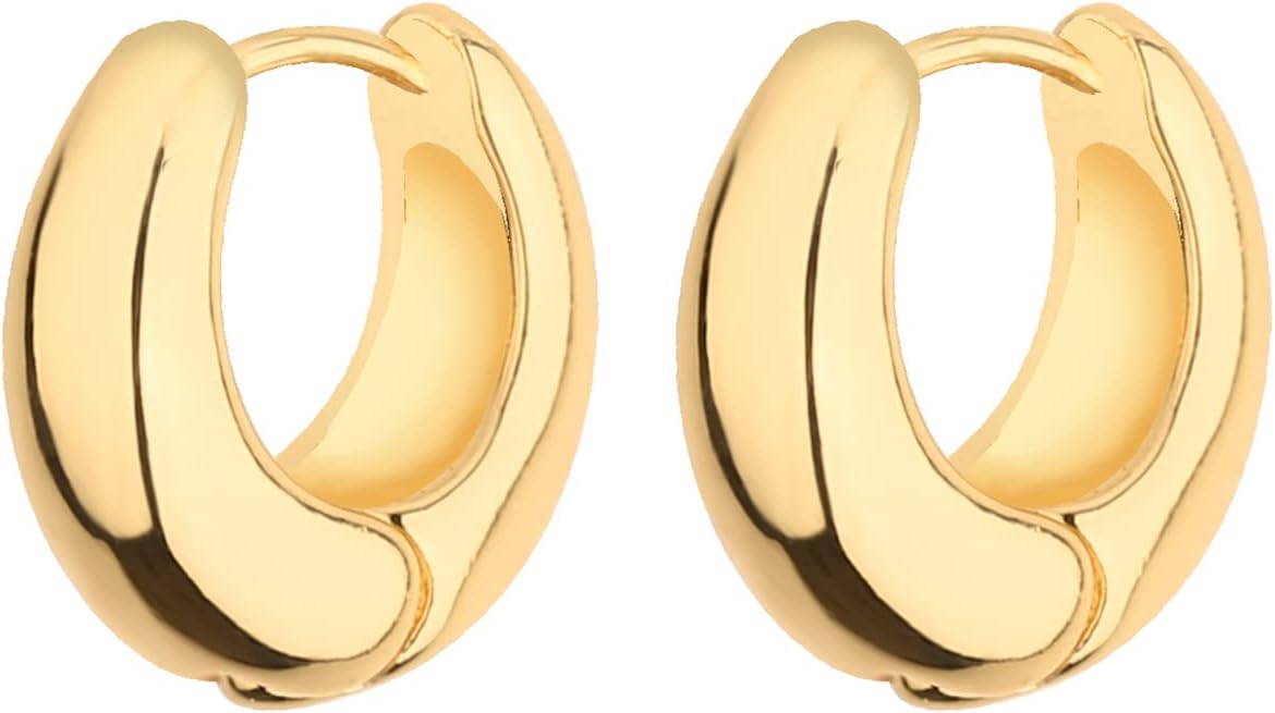 Chunky Hoop Earrings Set 14K Gold Hoop Earrings for Women Hypoallergenic, Thick Hoops Earring set, Twist Huggie Hoop Earring