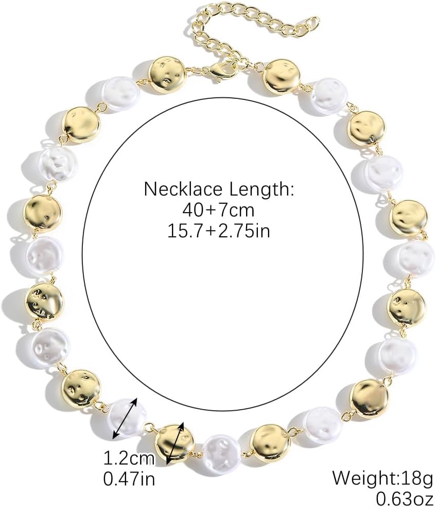 Gold Pearl Choker Necklace, Boho Beach Necklace with Charms, Waterproof Summer Jewelry for Women