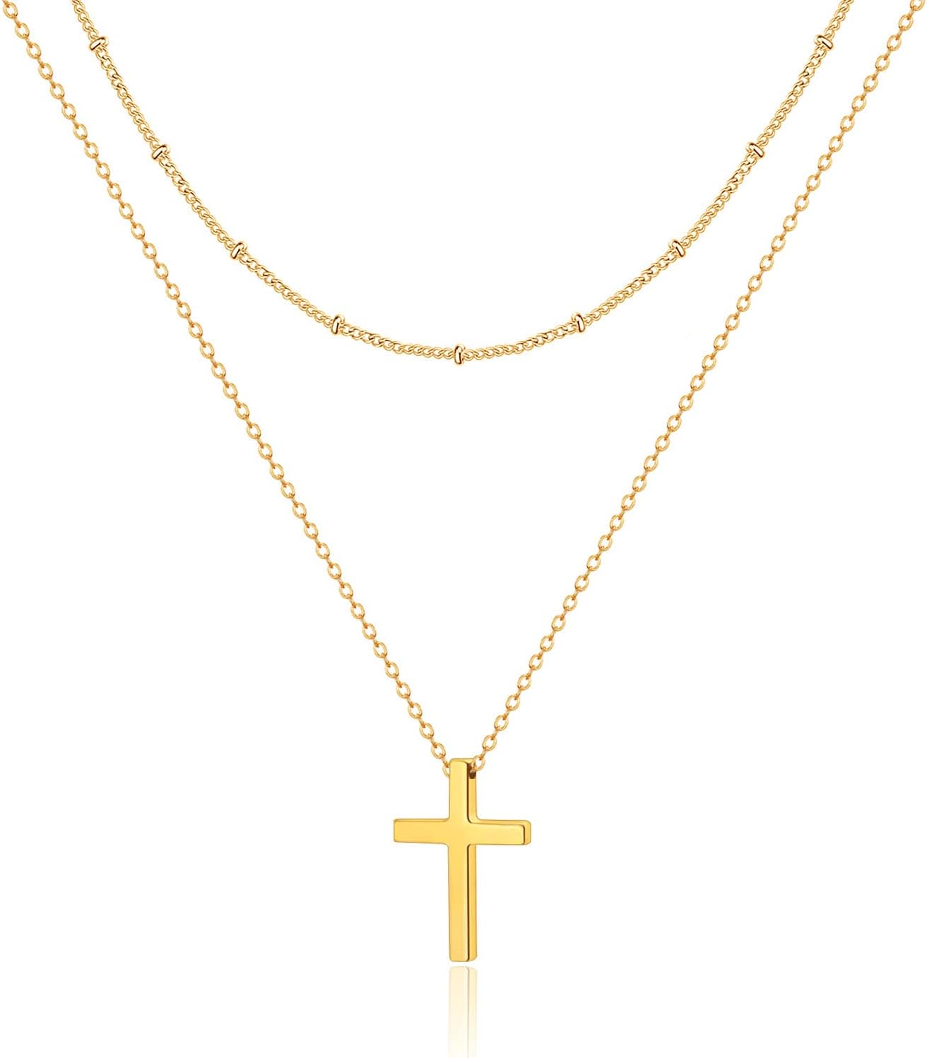 14K Gold Plated/Silver Lariat Necklace - Y-Shaped Beaded Chain for Women