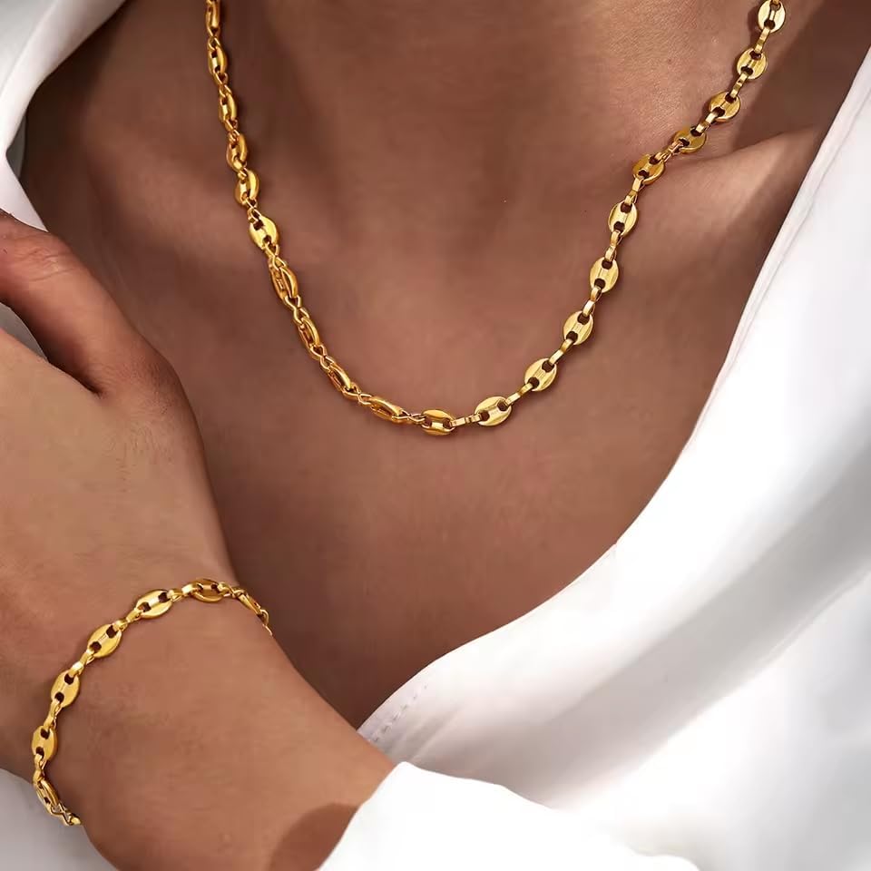 18k Gold Plated Personalized Chunky Cuban Oval Link Chain Bracelets for Men Toggle Rope Bracelet Jewelry for Women
