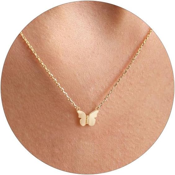 14K Gold Plated Necklaces for Women - Dainty Butterfly, Star of David, Moon and Star, Sun, Lotus, Infinity, Hummingbird, Bee Pendant Designs