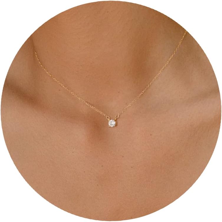 Diamond Choker Necklace for Women: Dainty 14K Gold/Sterling Silver Gold Plated CZ Jewelry, Trendy Gift
