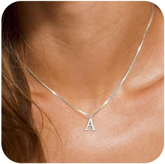 Women's Gold/Silver A-Z Initial Necklace - 14K Gold Plated Dainty Letter Pendant, Personalized Name Jewelry Gift