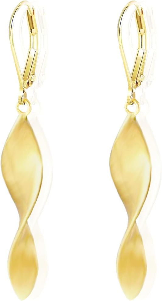 Sterling Silver Leverback Earrings for Women, 14K Gold and Silver Drop Dangle Earrings Jewelry Hypoallergenic