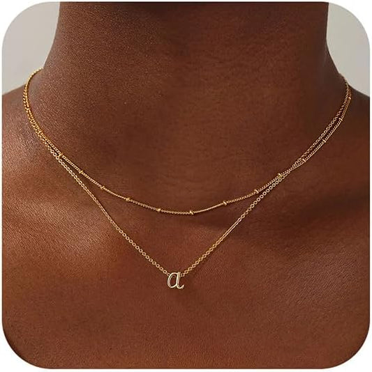 Personalized Initial Necklace: Dainty Gold or Silver Plated Layered Choker for Women & Teens, Stackable Birthday Gift