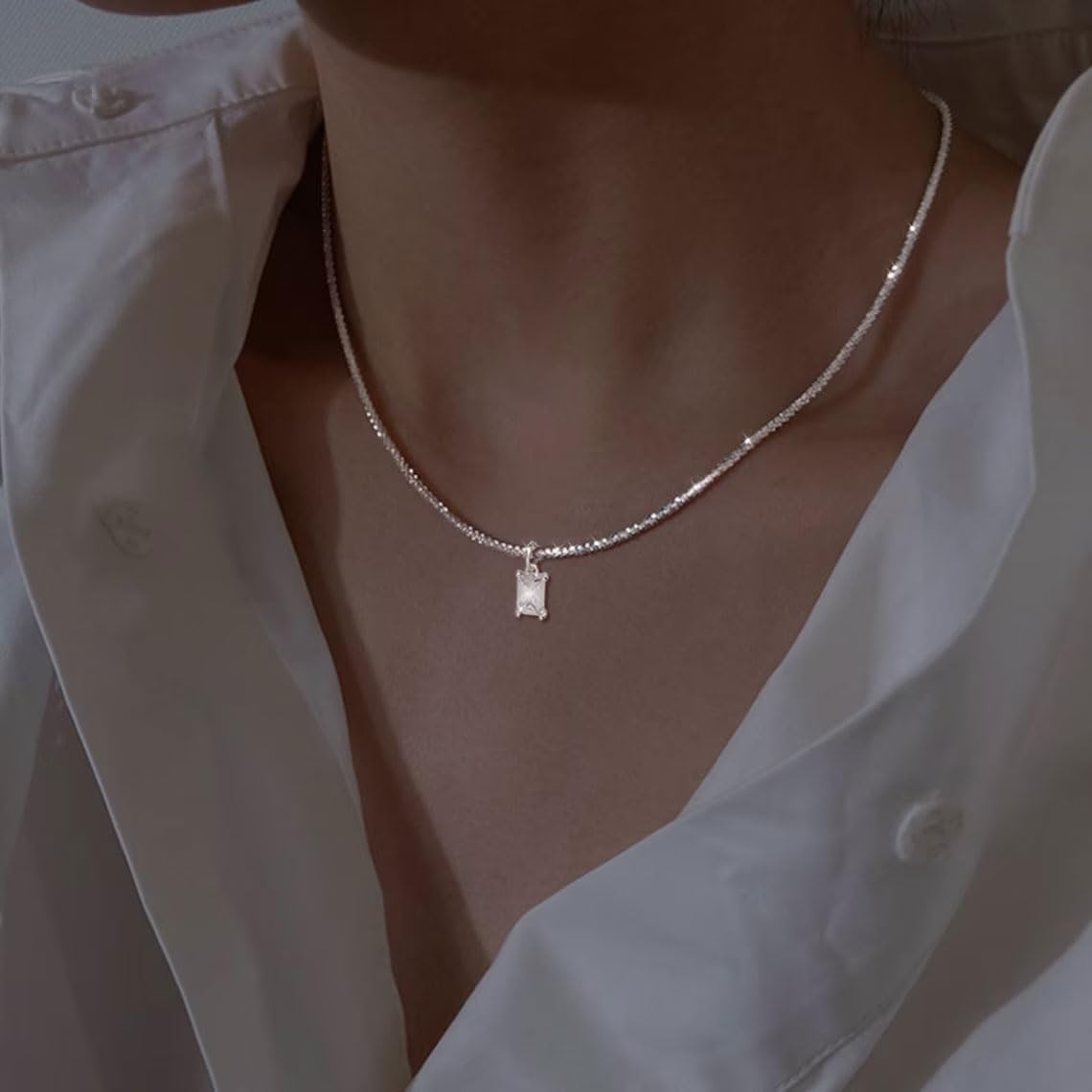 14K Gold/Silver Plated Necklace, Dainty CZ Cross Pendant with Herringbone & Figaro Chains, Sparkling Multi-Layer Jewelry Gift for Her
