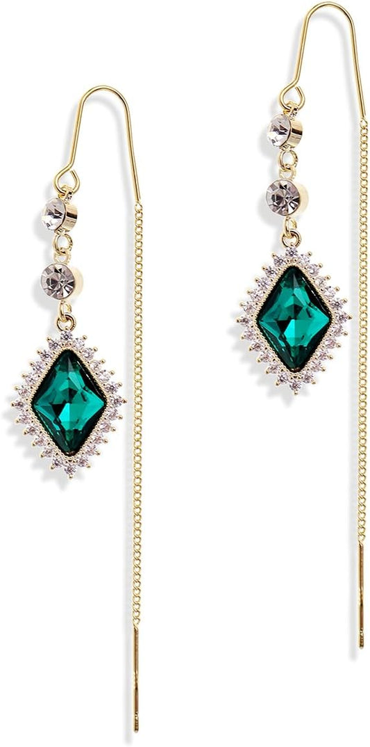 Sonateomber Gold Long Chain Threader Earrings for Women - Fashion Statement Drop Dangle Thread Earrings Jewelry Gift