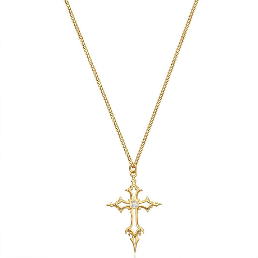 14K Gold Cross Pendant Necklace for Women – Adjustable Dainty Chain, Faith Jewelry