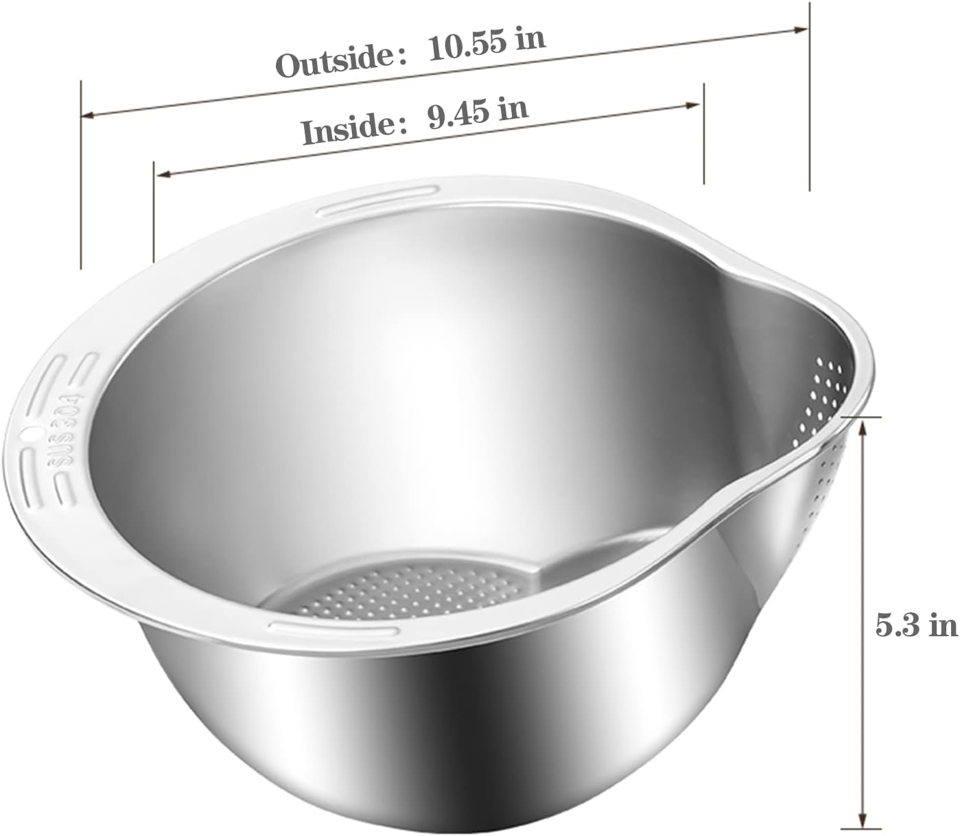 4-in-1 Washing Bowl for Quinoa, Stainless Steel Rinser With Side Drainers Small Colander for Cleaning Fruits, Vegetables