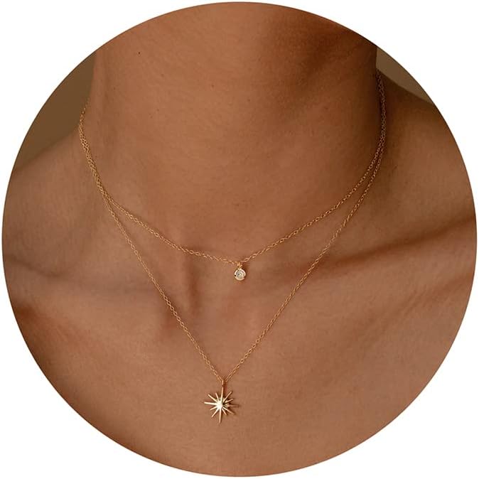 Dainty Diamond Necklace: 14K Gold/Silver Plated CZ Choker, Sterling Silver Women's Trendy Jewelry Gift