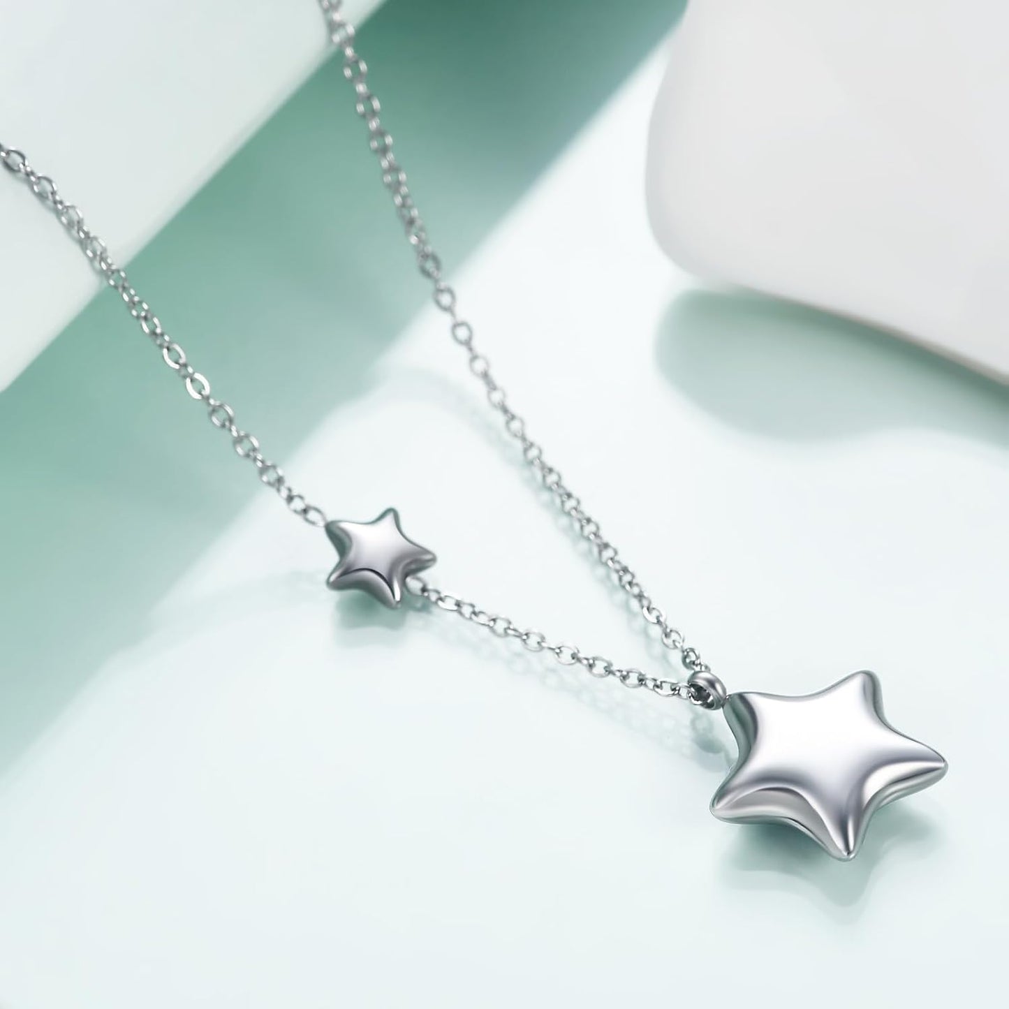 Stainless Steel Star Necklace for Women, Minimalist Charm Pendant with Adjustable Chain
