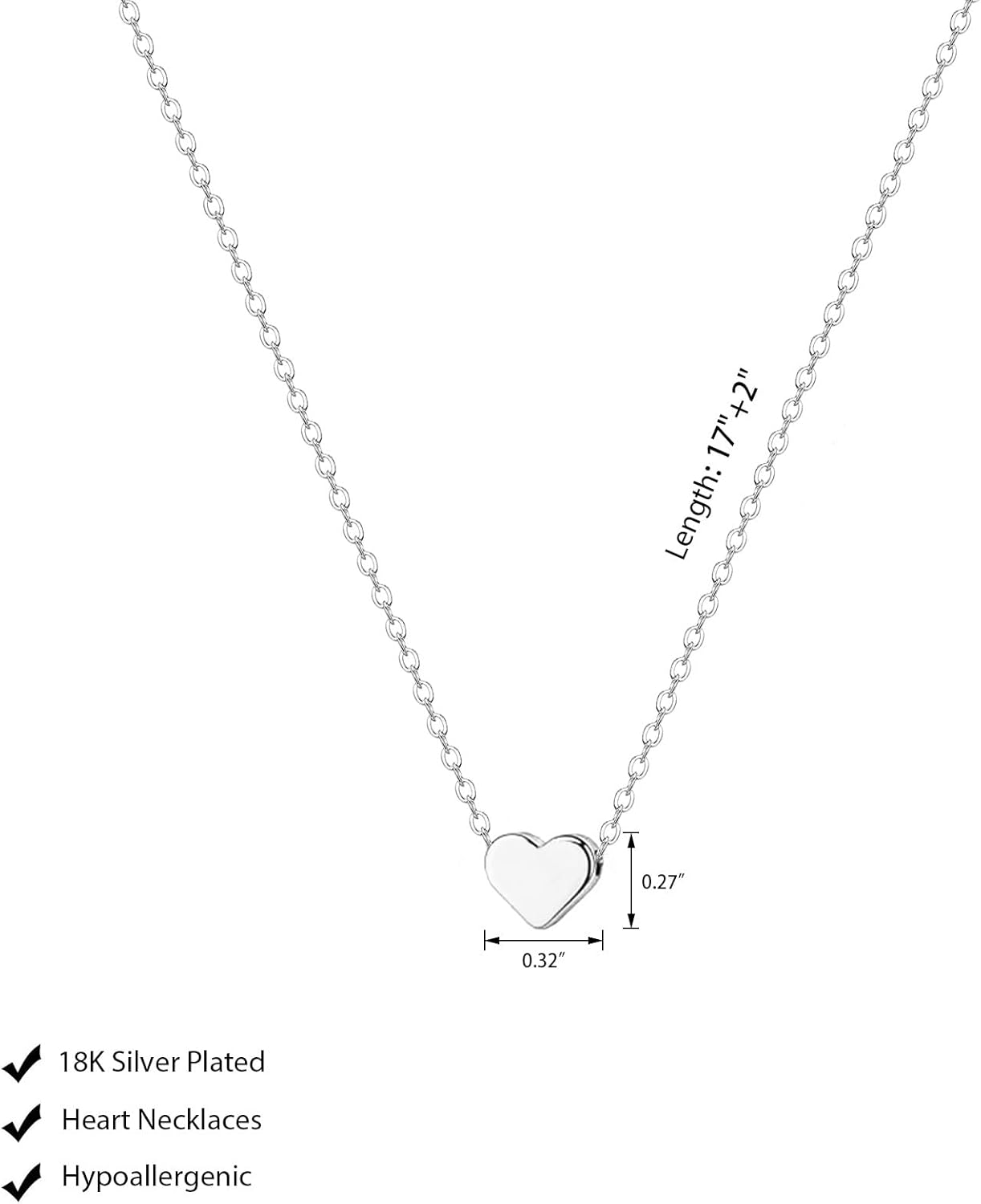 Gold/Silver Plated Heart Necklace for Women, Dainty Love Pendant Choker, Trendy Layered Chain Jewelry Gift for Her