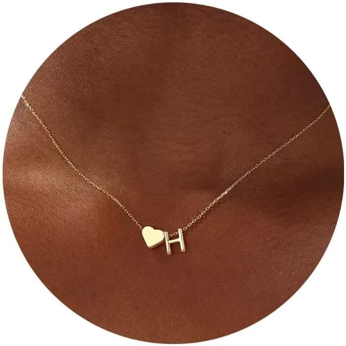 Initial Necklace - 18K Gold Plated Heart Pendant with A-Z Letters, Dainty Birthday Gift for Women and Teen Girls