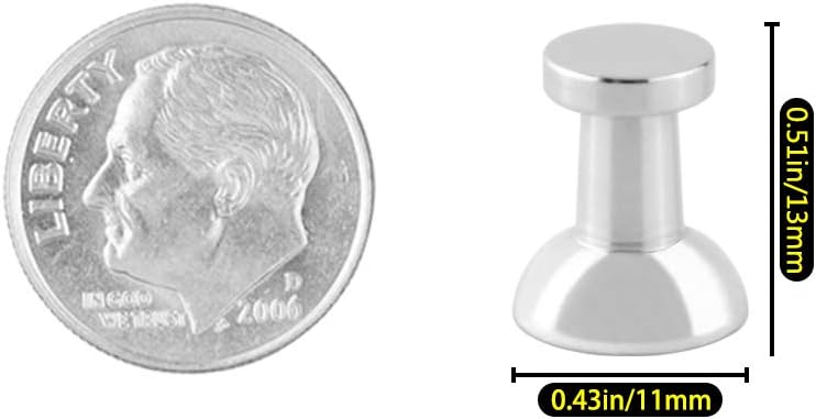 OMOMMD Magnetic Push Pins for Refrigerator Magnets, 16pcs Brushed Nickel for Office, Whiteboard, Map Magnets