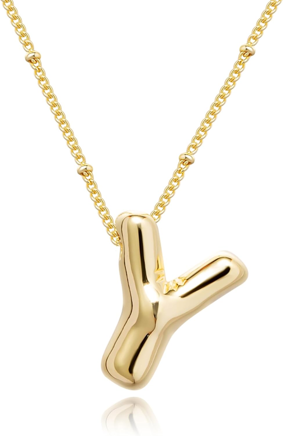 Bubble Initial Necklace; 14K Gold Plated Balloon Letter Pendant; Custom Name Jewelry; Trendy Chunky Gift for Women