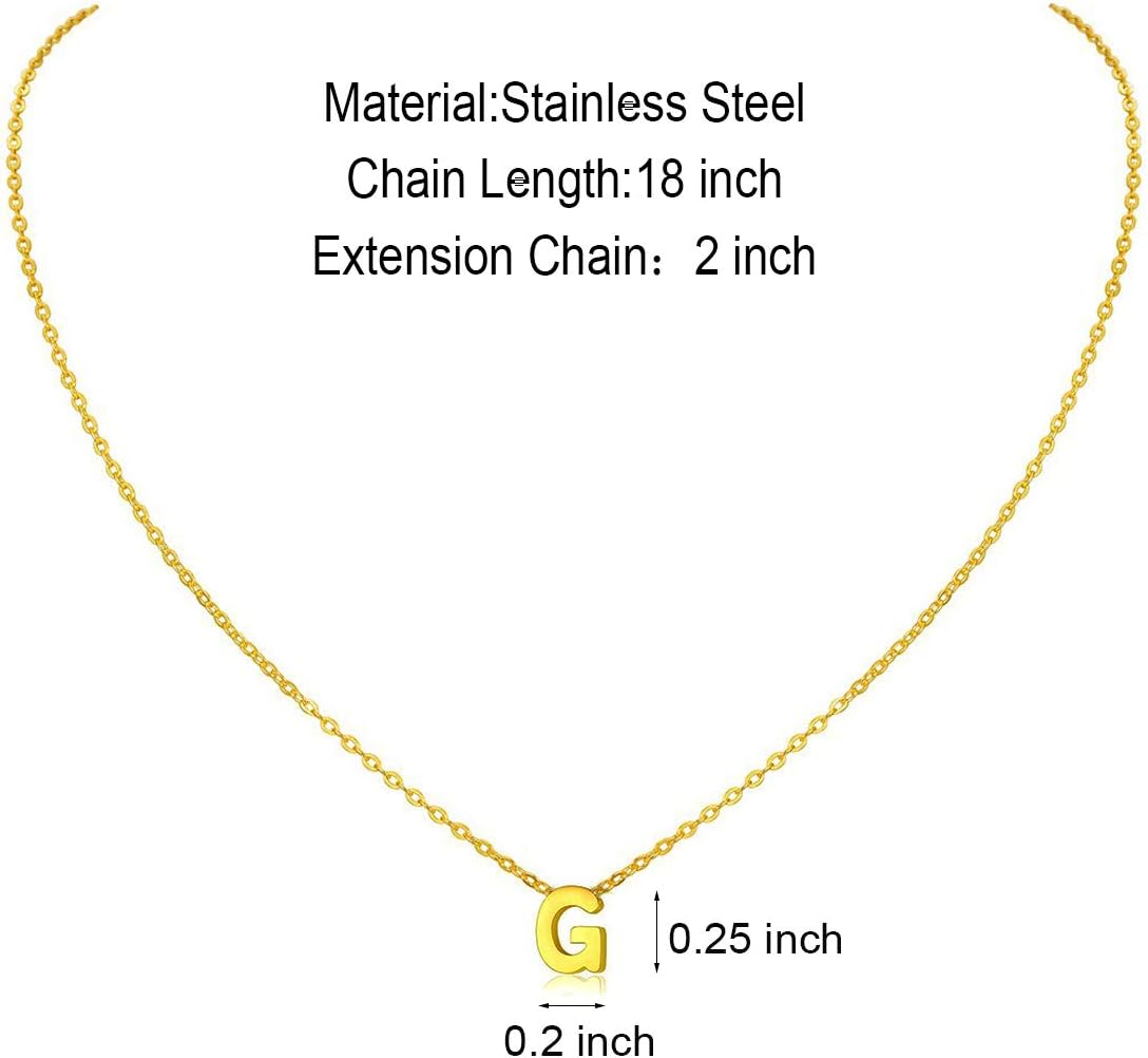 Initial Necklace: 18K Gold Plated Personalized Tiny Letter Name Pendant for Women