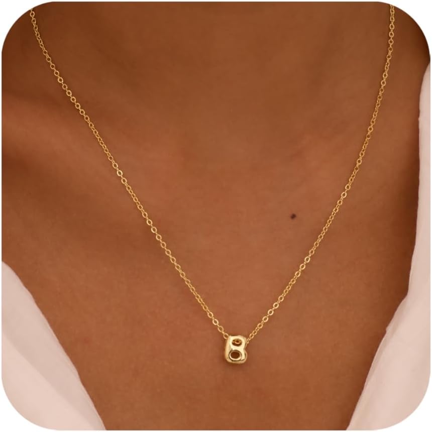 Personalized Initial Necklace - Dainty Bubble Letter Pendant In Gold/Silver, Non-Tarnish Fashion Jewelry Gift For Women & Teens