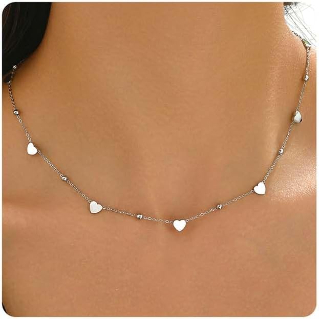 Colorful Beaded Necklace - Freshwater Pearl & Evil Eye Pendant, Stainless Steel 18K Gold Plated Y2K Trendy Jewelry for Women & Teen Girls