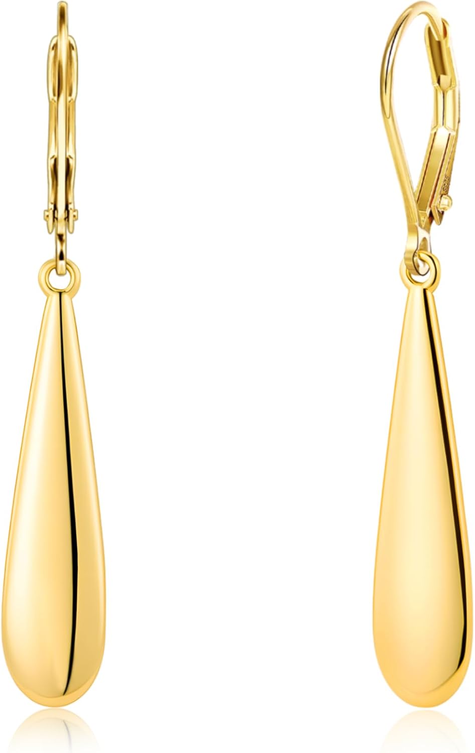 925 Sterling Silver Long Teardrop Dangle Earrings for Women Hypoallergenic Drop Leverback Earrings Trendy Silver Long