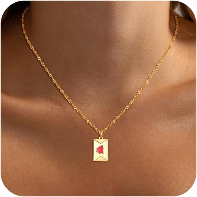 Delicate Heart Pendant Necklace, 14K Gold Plated Dainty Chain, Gift for Women