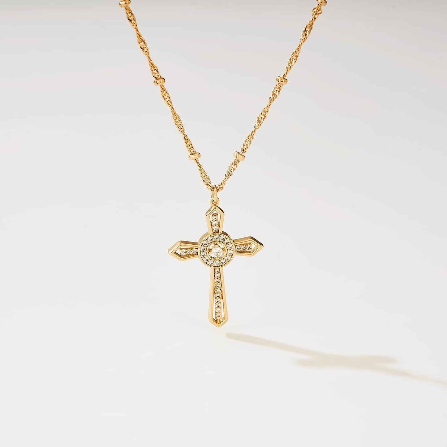 Cross Necklace 14K Plated Dainty Chain, Minimalist Faith Pendant Religious Prayer Jewelry Gift