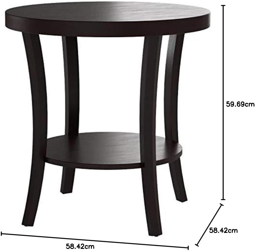 Retro mini coffee table-Perth Contemporary Round End Table with Shelf, Espresso