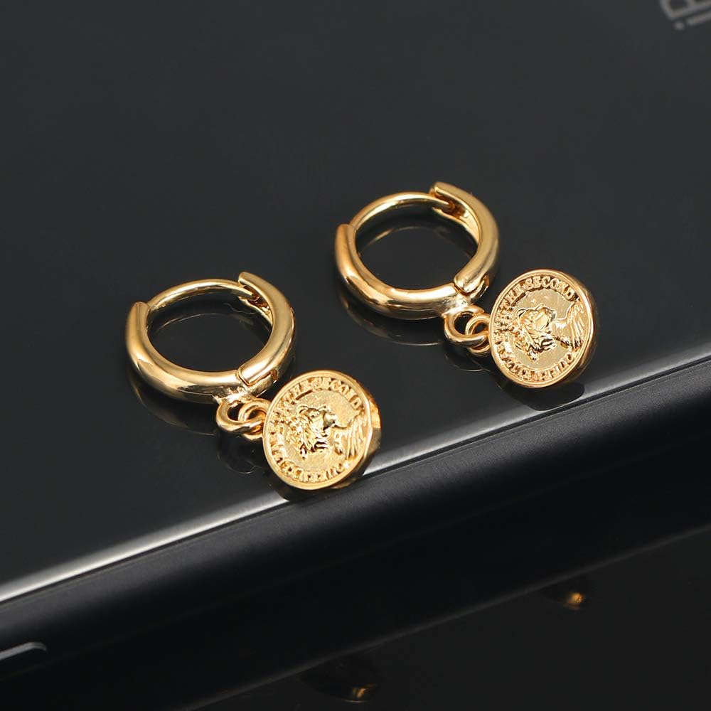 Gold Huggie Small Hoop Earrings with Charm Personalized /Star/Cross/Lock/Key 18k Gold Plated Crystal Drop Dangle Earrings for Women