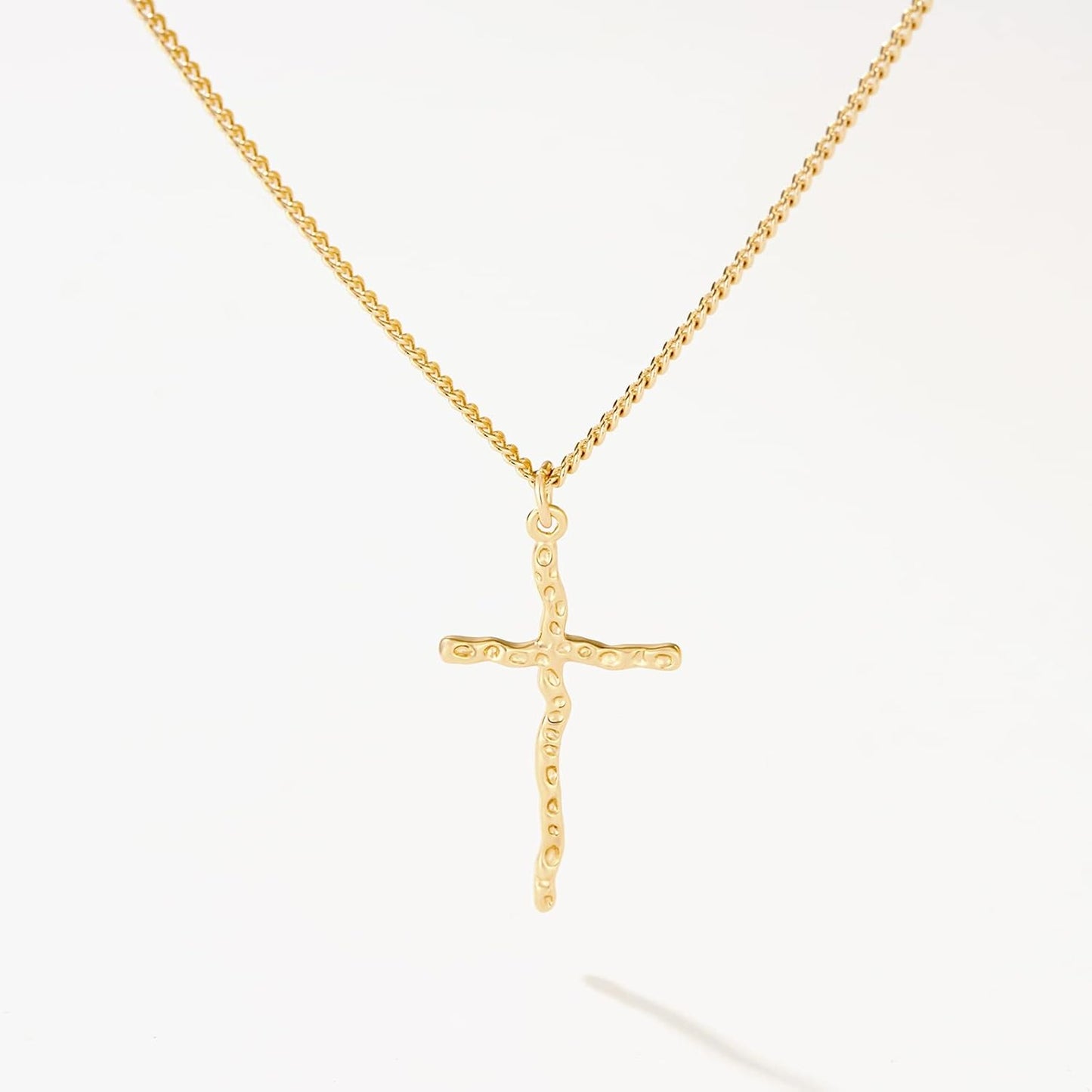 Cross Necklace 14K Plated Dainty Chain, Minimalist Faith Pendant Religious Prayer Jewelry Gift