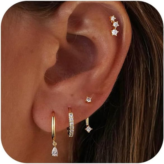 Gold Hoop Earrings for Women Trendy,14K Real Gold Plated Cute Stud Earrings Small Huggie Hoop Earrings non tarnish Jewelry for Women