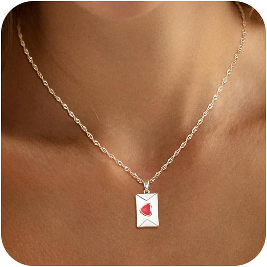 Delicate Heart Pendant Necklace, 14K Gold Plated Dainty Chain, Gift for Women