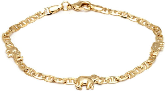 Gold  Flat Marina Elephant Anklet For Women