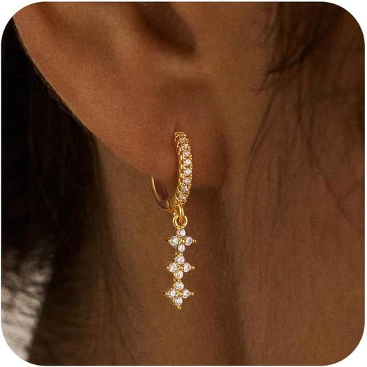 Dangle Earrings for Women 14K Gold Plated Dangly Dangling Earrings Dainty Trendy Drop Hypoallergenic Square