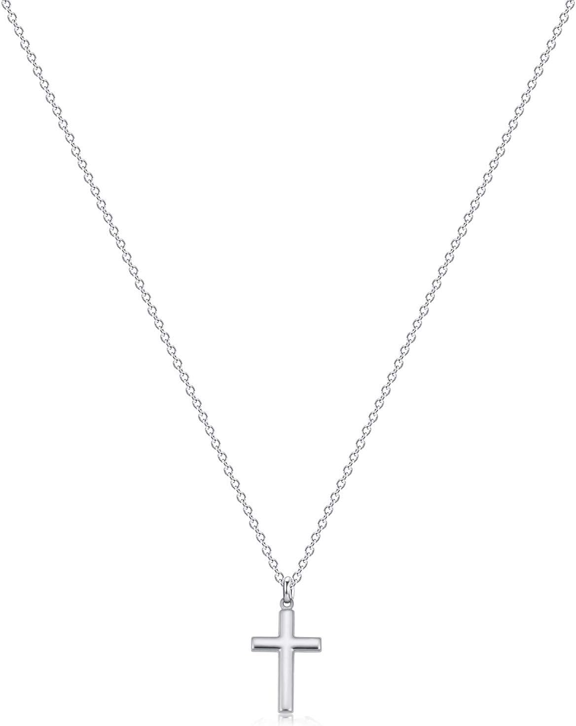 Cross Necklace 14K Plated Dainty Chain, Minimalist Faith Pendant Religious Prayer Jewelry Gift
