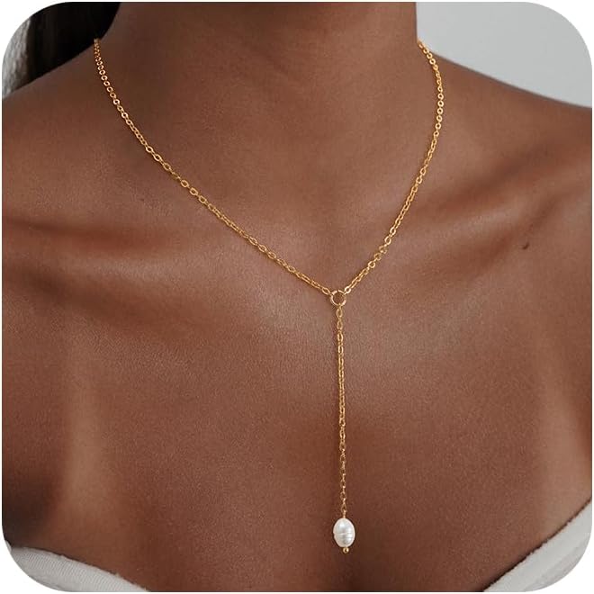 Dainty Y-Shape Lariat Body Chain: 14K Gold Plated Non-Tarnish Layered Necklace & Choker Set for Women