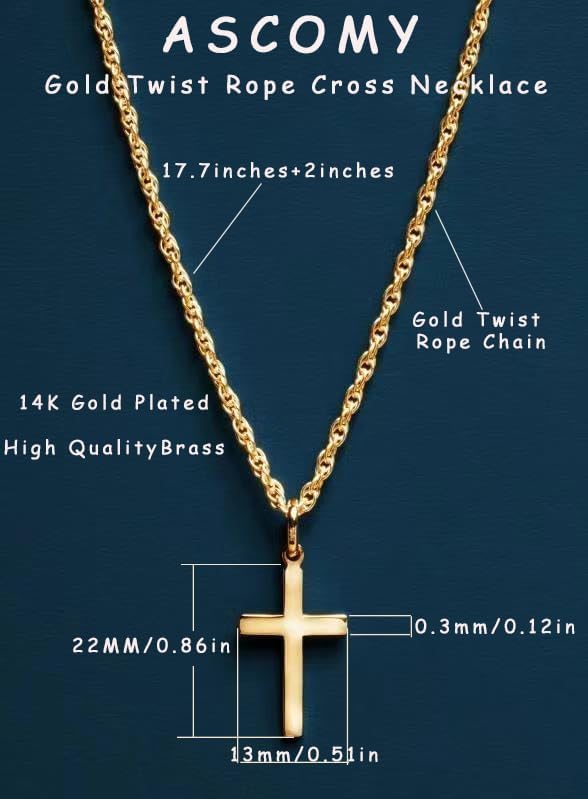 Cross Necklace for Women: 14K Gold & Silver Plated, Minimalist Dainty Religious Pendant, Daily Wear Jewelry Gift