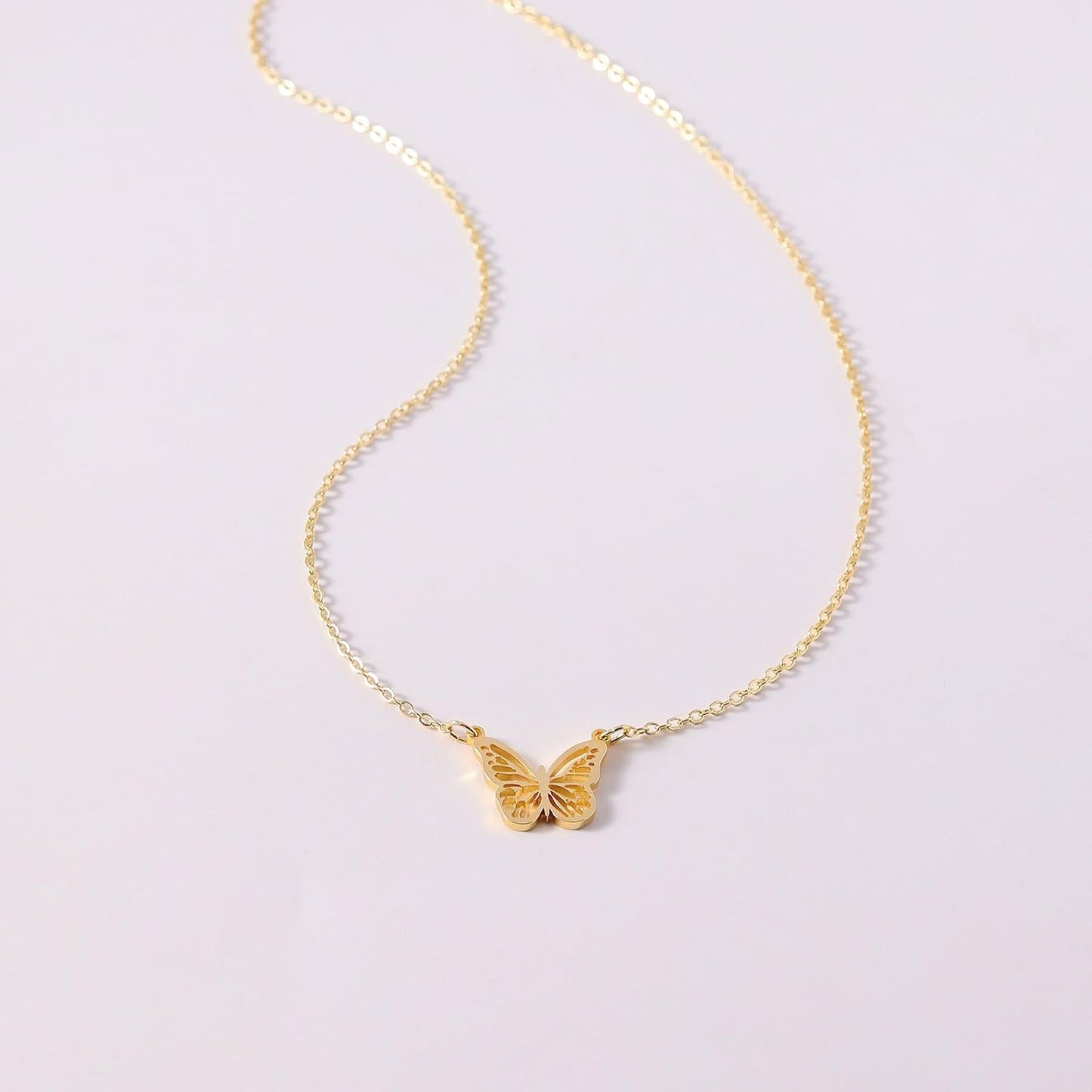 14K Gold Plated Dainty Butterfly Baseball Compass Shell Starfish Infinity Airplane Volleyball Sun Bird Heart Turtle Bow Crown Necklace Simple Jewelry