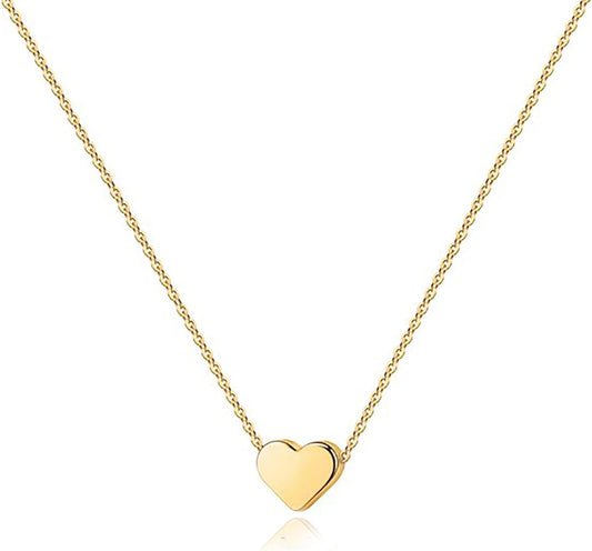 14K Gold Heart Necklace - Cubic Zirconia Gift for Her