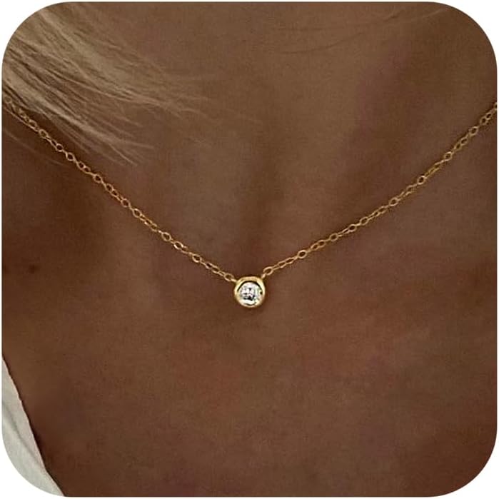 Diamond Choker Necklace for Women: Dainty 14K Gold/Sterling Silver Gold Plated CZ Jewelry, Trendy Gift