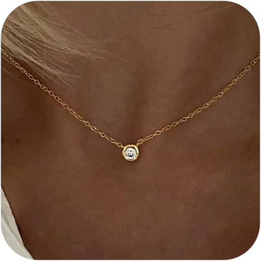 Diamond Choker Necklace for Women: Dainty 14K Gold/Sterling Silver Gold Plated CZ Jewelry, Trendy Gift